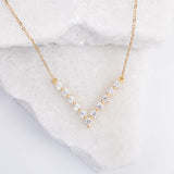 Brilliance V Bar Zircon and Gold Necklace