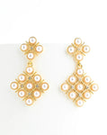 Pearl and Zircon Lattice Earrings