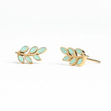 Rowen Petite Leaf Mint Studs