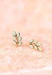 Rowen Petite Leaf Mint Studs