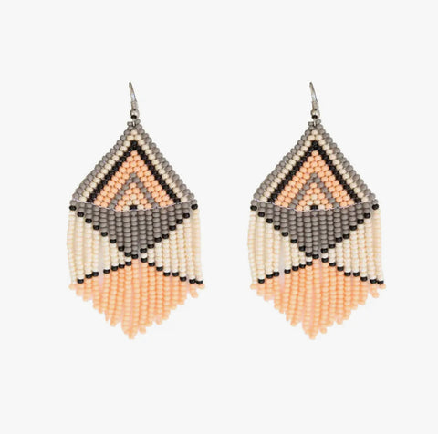 Peach Embera Beaded Earrings